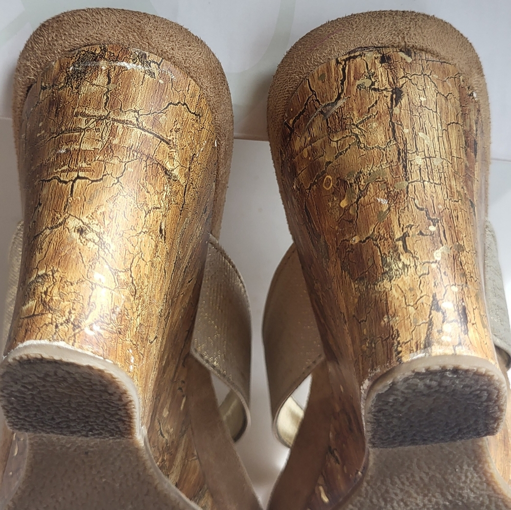 Style & Co Chicklet Natural Sparkle Thong Wedge Sandals - Picture 8 of 9